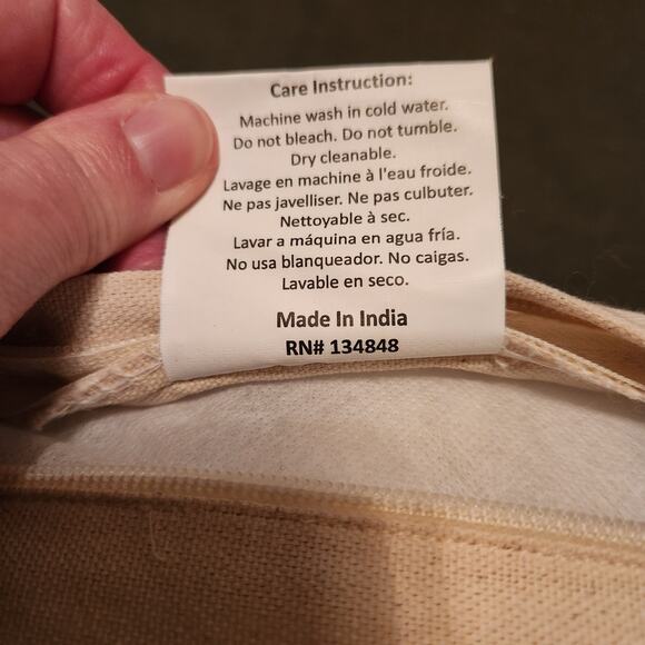 KIRKLANDS Throw Pillow 20 x 20 x 5 Boho Black Natural Chunky Knit Knotted Fringe - Picture 6 of 12